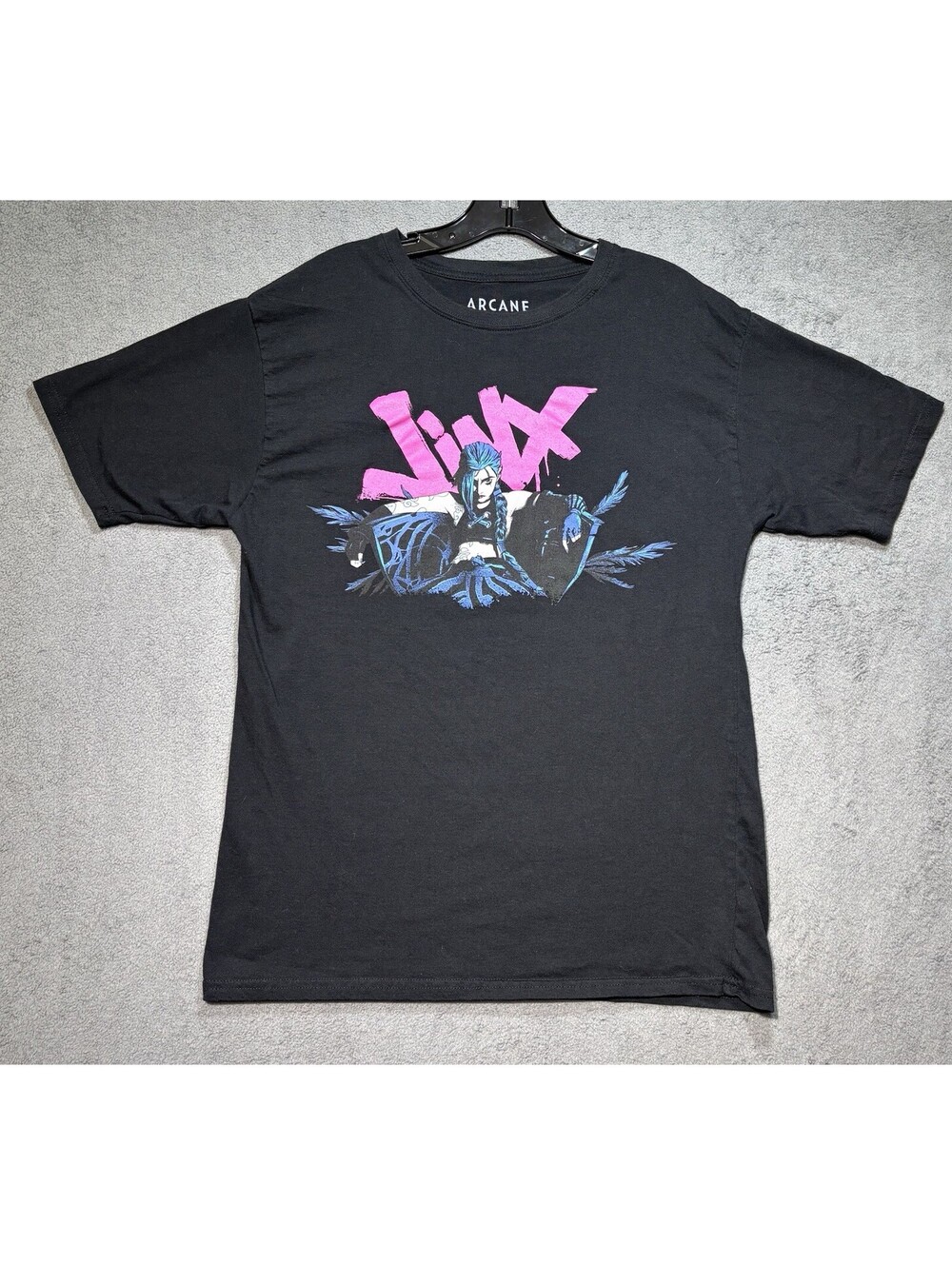 Arcane Jinx League of Legends Graphic T Shirt Black Large Riot Games Gamer